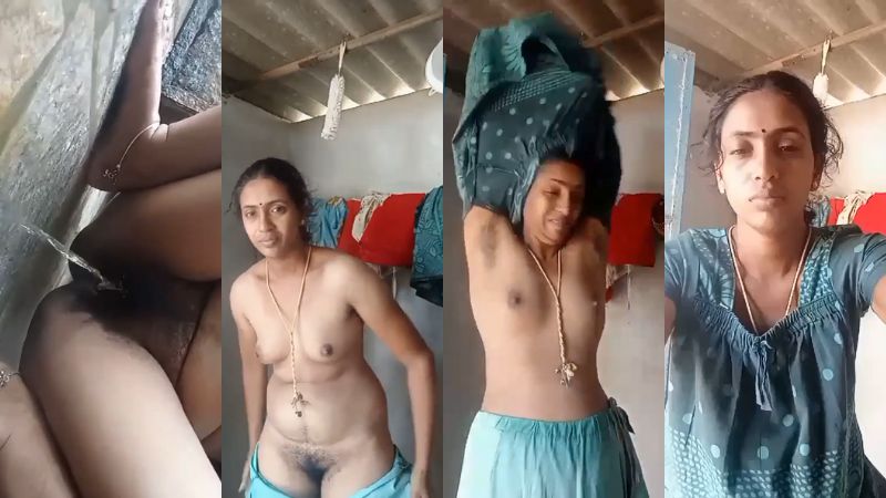 Small boobs tamil aunty remove nighty naked bathroom hairy pussy pissing selfie video